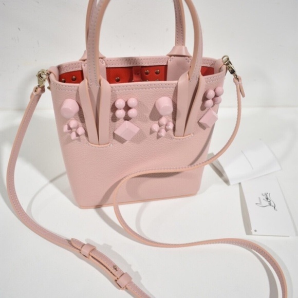 🆕 CHRISTIAN LOUBOUTIN Calfskin Empire Spike Studded Mini NorthSouth Cabata Tote - Picture 2 of 12